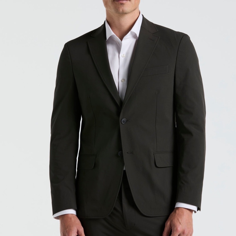 Perry Ellis Portfolio Slim Fit Two Button Closure Suit Jacket 38L Black PreLoved